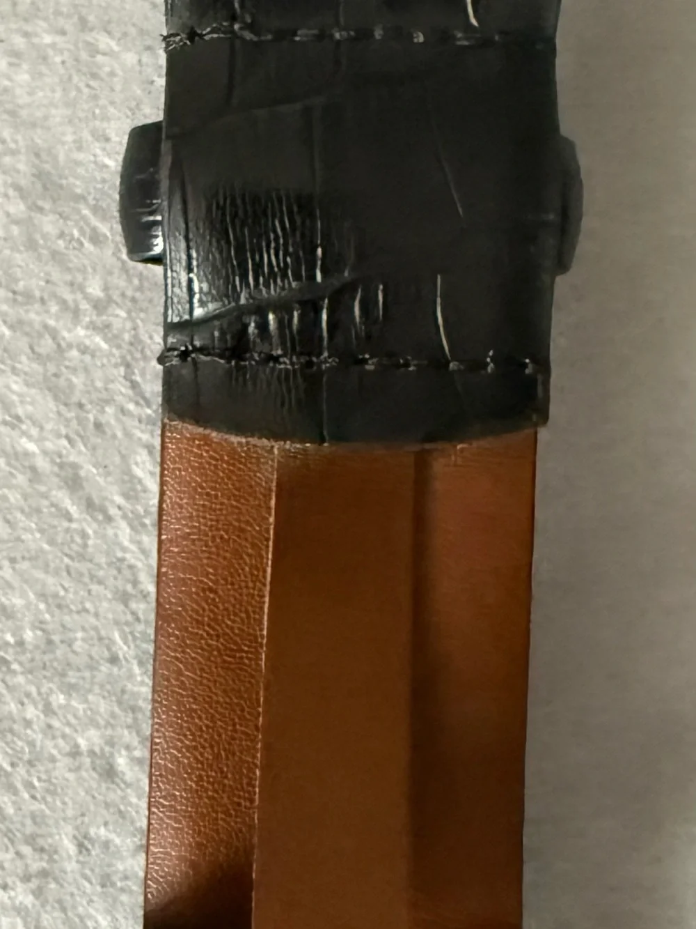 Men's Black Croc-Embossed Genuine Italian Leather Belt with Silver Buckle 44